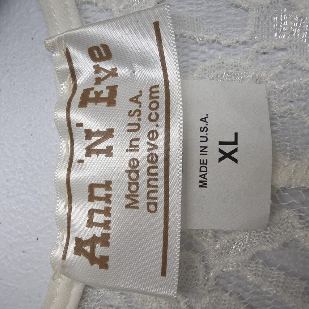 Ann N Eve Lace Dress Set Womens XL Ivory White Brown 3 Piece Boho Made U.S.A. - Picture 12 of 16